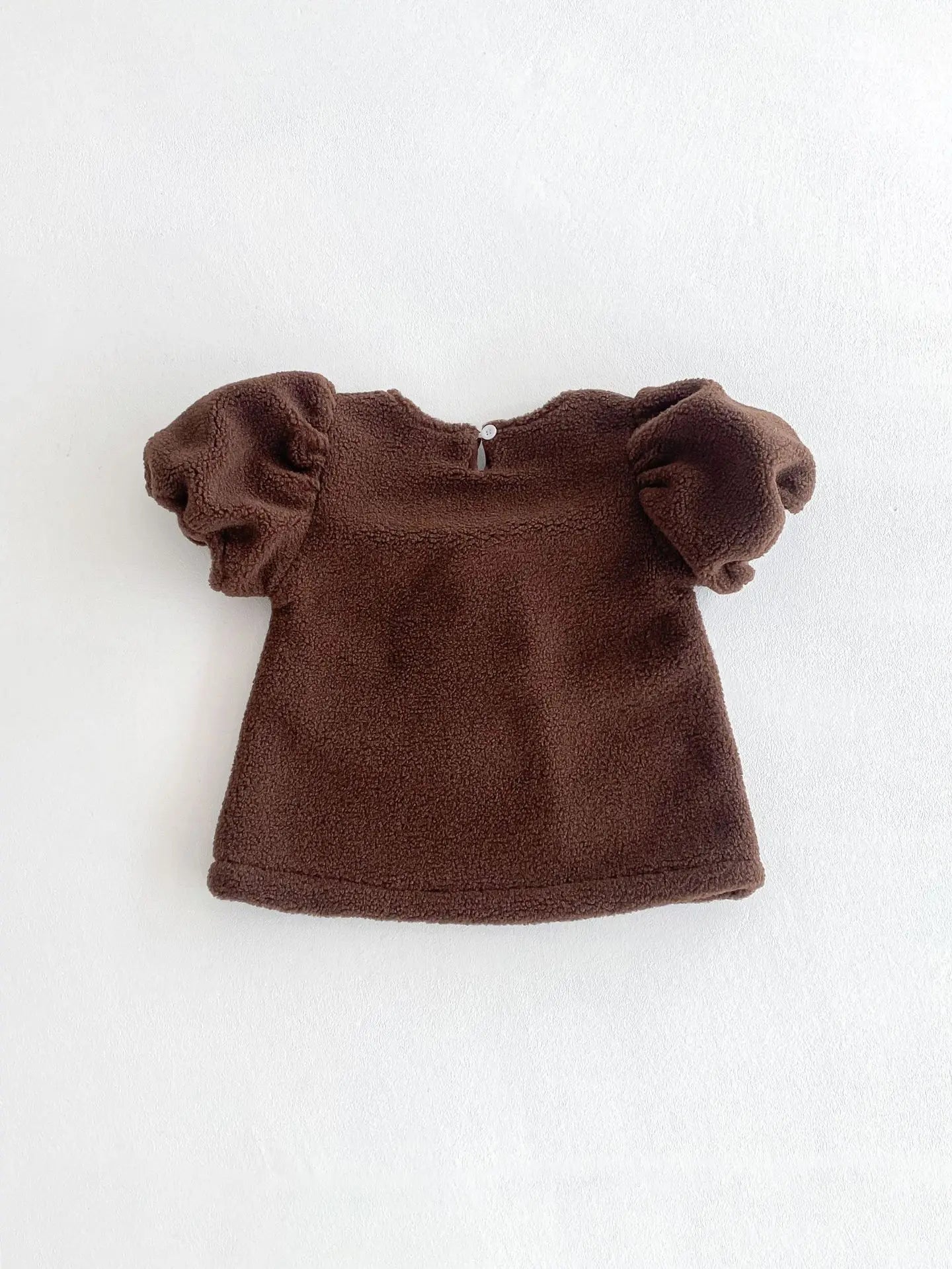 半袖ワンピース ベビーキッズワンピース ビッグリボンフリース厚手半袖パフスリーブワンピース【mh0007666】