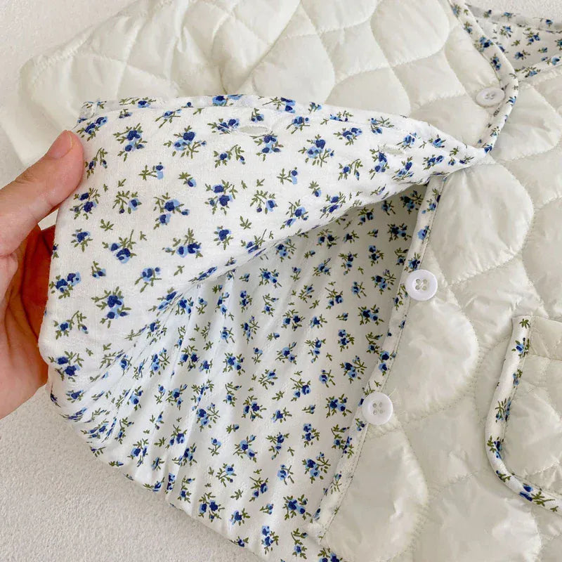 ショートコート・ジャケット・ジャンパー ベビーアウター フラワーバイピングキルティングジャケットコート ホワイト【mh0007691】