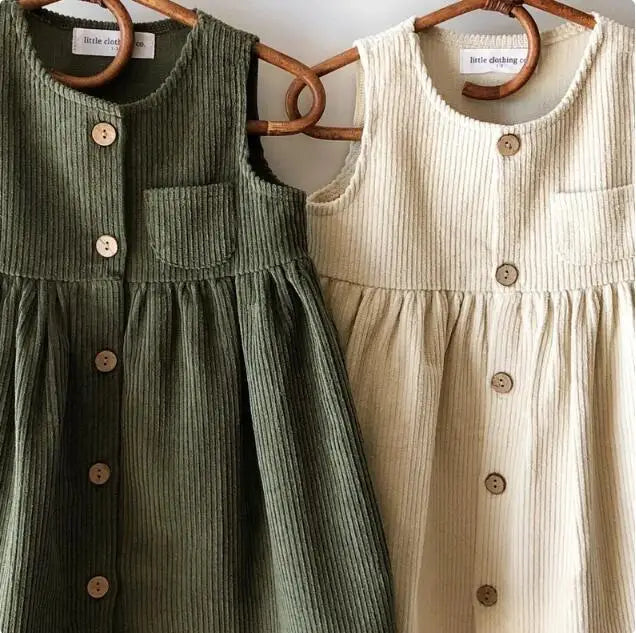 ノースリーブワンピース キッズワンピース コーデュロイフロントオープンノースリーブジャンパースカートワンピース【mh0007700】