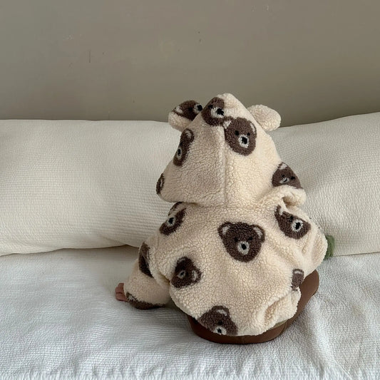 ショートコート・ジャケット・ジャンパー ベビーアウター くま耳フーディベアくま柄ボアフリースジップアップブルゾンジャケット【mh0007826】