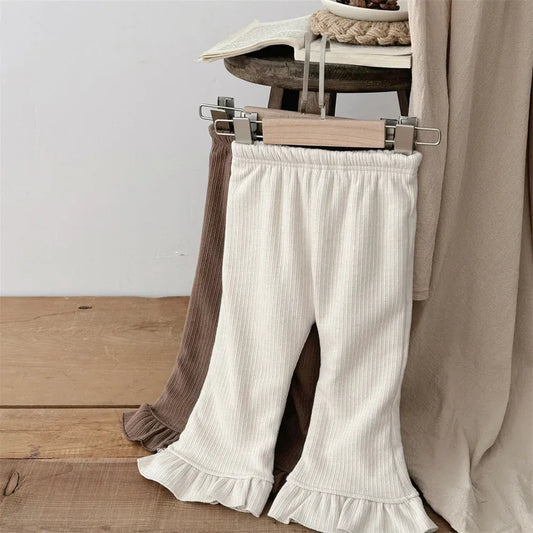 レギンスパンツ ベビーパンツ 裾フリル裏フリースリブレギンスパンツ【mh0007868】