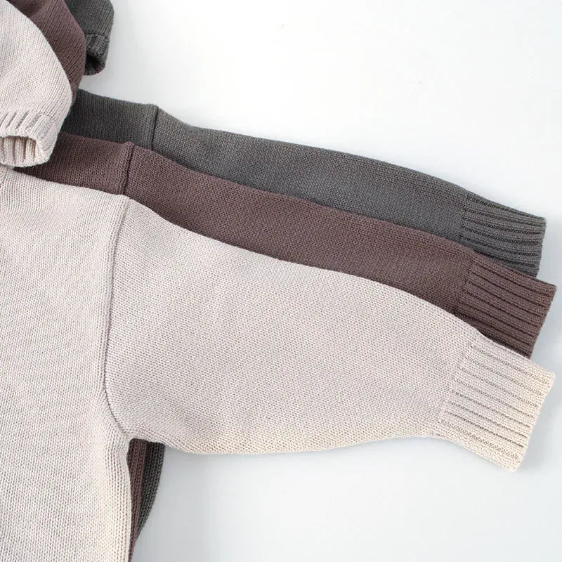 ニット・セーター キッズトップス ニットフーディシンプルプルオーバーパーカーセーター【mh0007879】