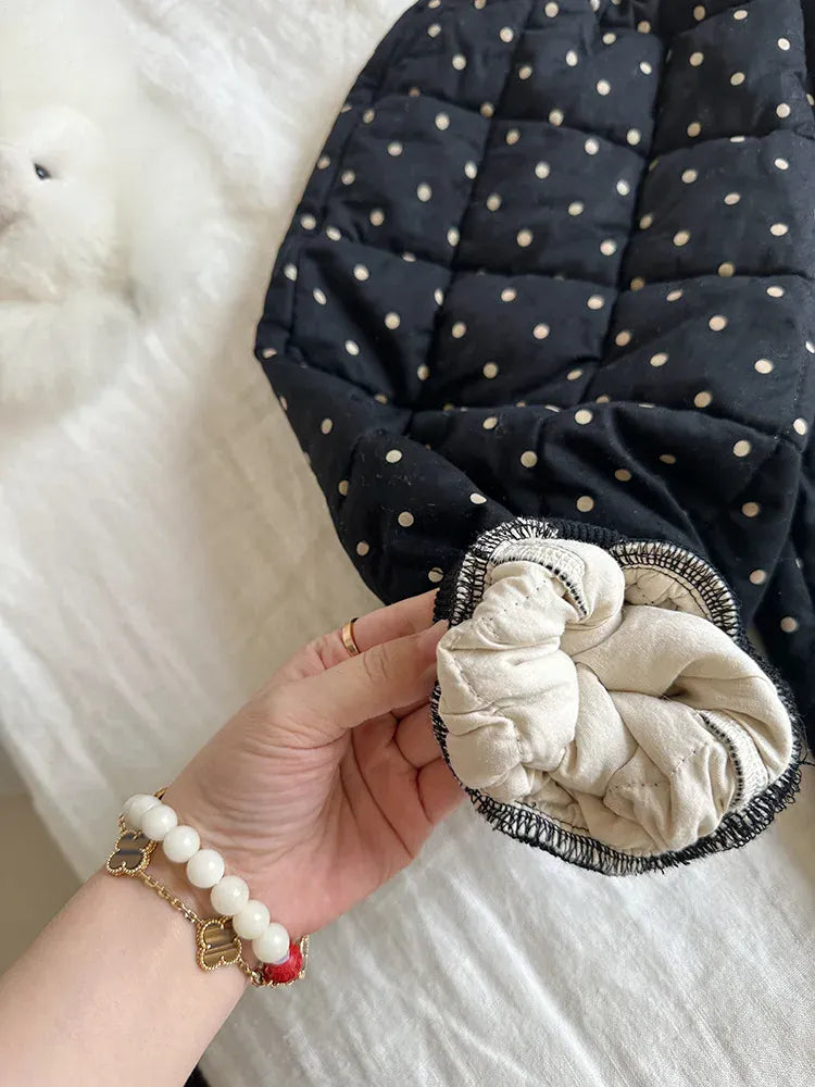 ロングパンツ・スウェットパンツ キッズパンツ 水玉ドットプリントキルトパデッド防寒バルーンジョガーパンツ【mh0007922】