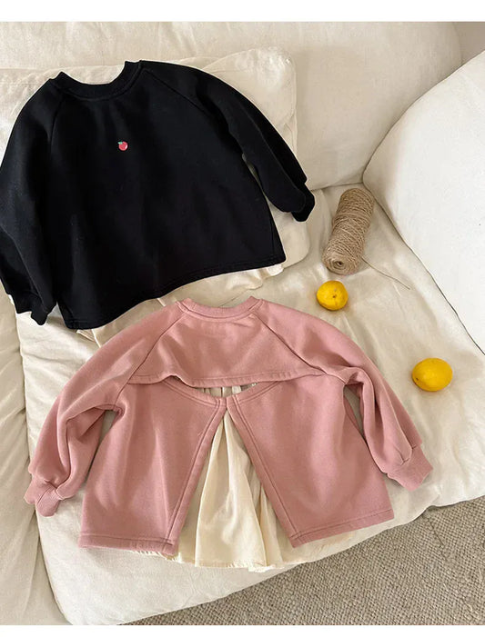 トレーナー・フーディ キッズトップス フリースイレギュラーヘムドッキング長袖スウェットプルオーバー【mh0008083】