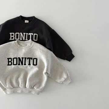 トレーナー・フーディ キッズトップス 刺繍レターロゴ長袖スウェットトレーナー【mh0008373】