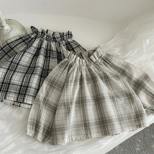 長袖シャツ・ブラウス ベビートップス チェック長袖スモックブラウス【mh0008639】