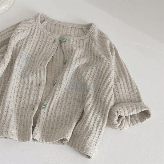 カーディガン・パーカー ベビーカーディガン 無地/ロゴプリントレース長袖カーディガン【mh0009094】