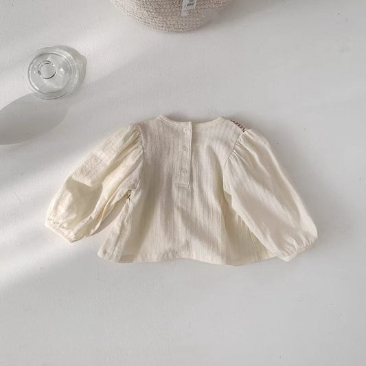 長袖シャツ・ブラウス ベビートップス ステッチ刺繍長袖チュニックブラウス【mh0009163】