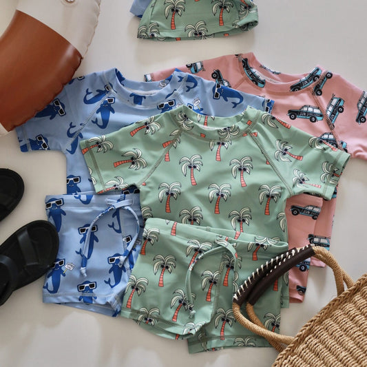 ベビー用水着 ボーイズ水着 半袖セパレートスイムウェア ラッシュガード【mh0009283】