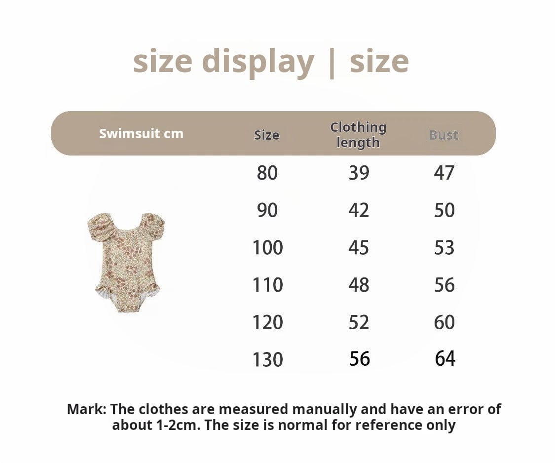 ベビー用水着 ガールズ水着 半袖パフスリーブワンピーススイムウェア ラッシュガード【mh0009287】