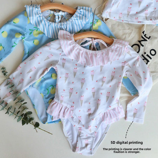 ベビー用水着 ガールズ水着 長袖ワンピーススイムウェア ラッシュガード【mh0009292】