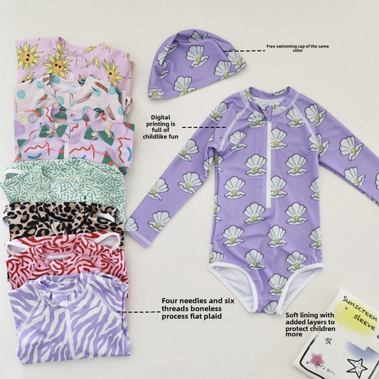 ベビー用水着 ガールズ水着 長袖ワンピーススイムウェア ラッシュガード【mh0009294】