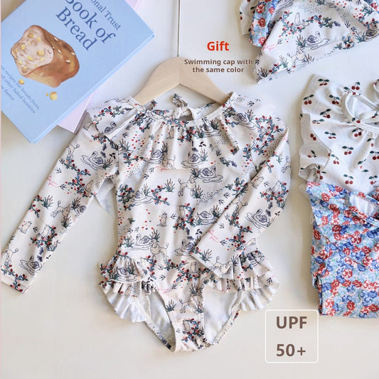 ベビー用水着 ガールズ水着 長袖ワンピーススイムウェア ラッシュガード【mh0009338】