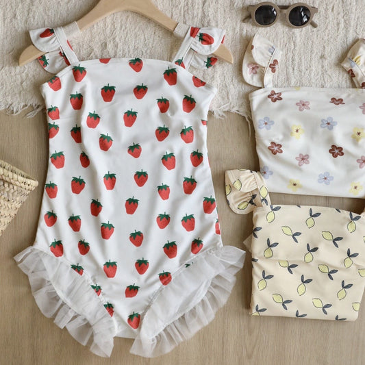 ベビー用水着 ジュニアガールズ水着 ノースリーブワンピーススイムウェア ラッシュガード【mh0009340】