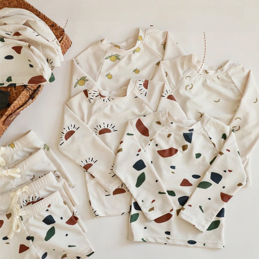 ベビー用水着 ボーイズ水着 長袖セパレートスイムウェア ラッシュガード【mh0009358】