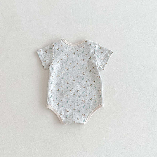 半袖ロンパース フラワー小花柄プリント半袖ボディスーツ【mh0009752】