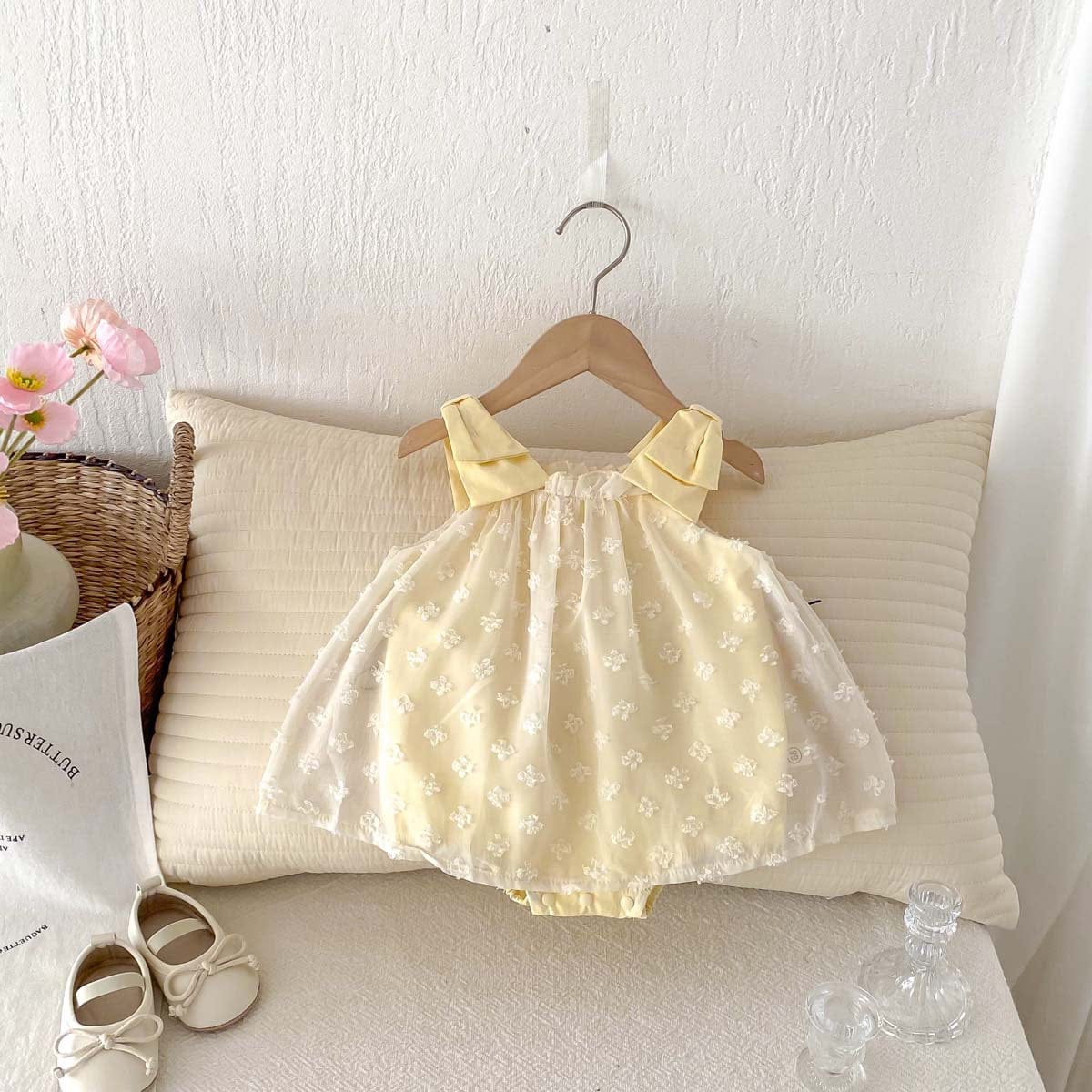 ノースリーブロンパース リボンショルダーチュールスカートノースリーブロンパース【mh0010313】