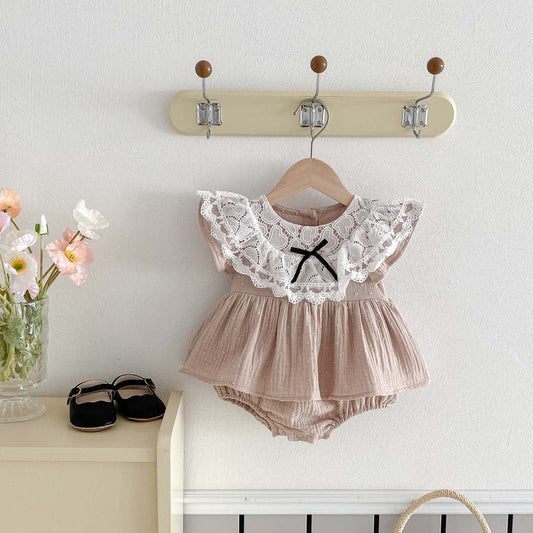 半袖ロンパース レース襟半袖フリルスカートロンパース【mh0010331】