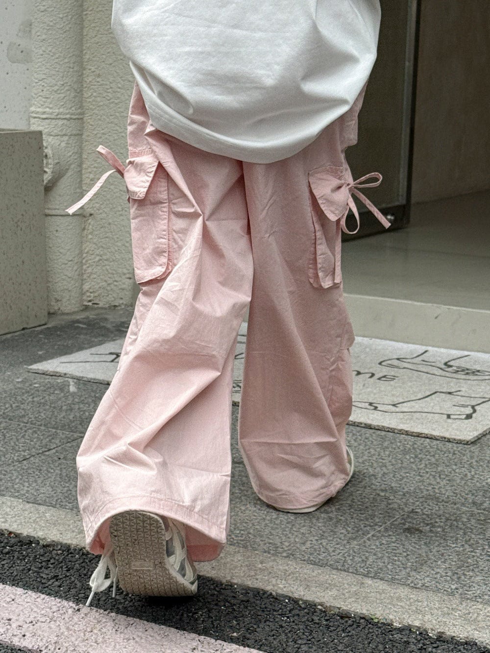 ロングパンツ・スウェットパンツ リボンポケットピンクカーゴパンツ【mh0010379】