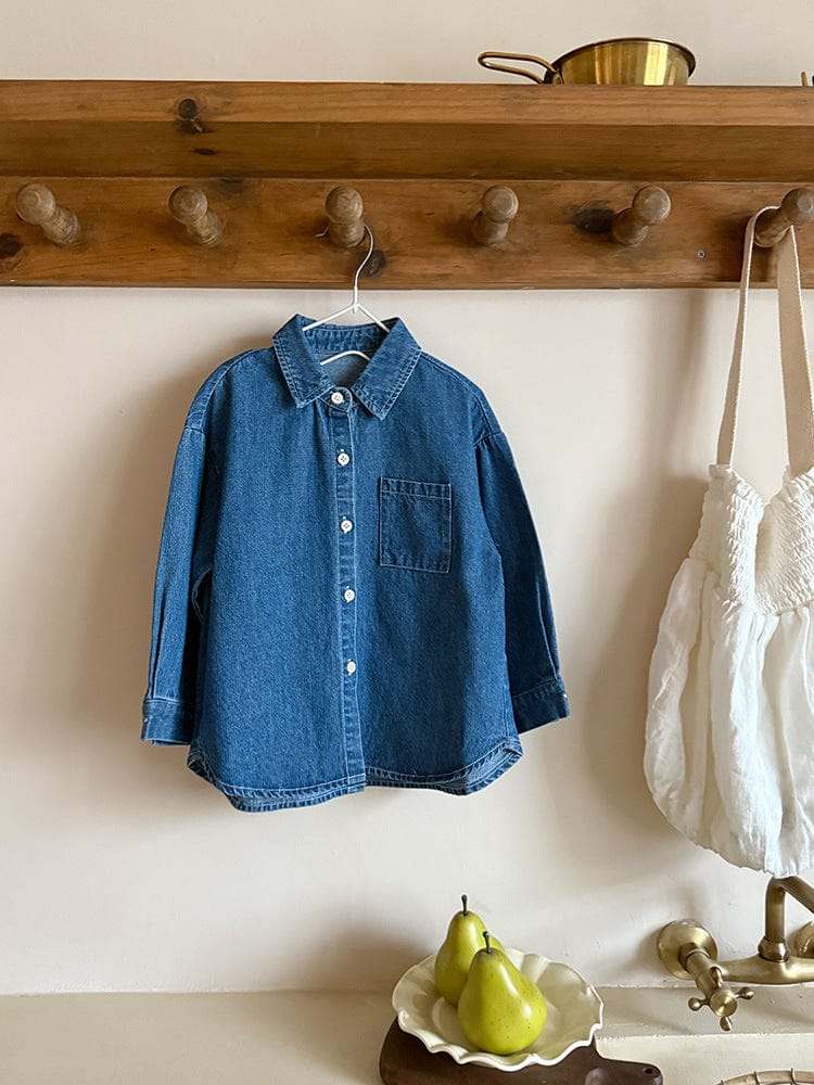 長袖シャツ・ブラウス バックオープンデニム長袖シャツ【mh0010569】