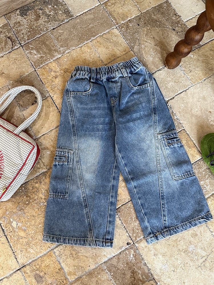 デニムパンツ カーゴポケットワイドルーズデニムパンツジーンズ【mh0010590】