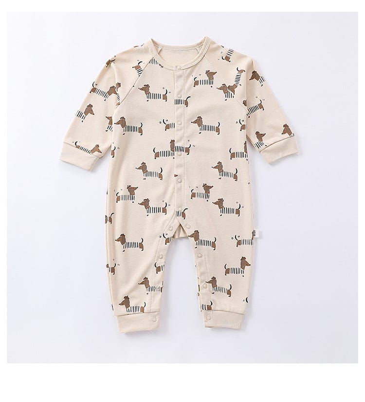 長袖ロンパース ムーン/ドッグプリント長袖ロンパース【mh0010752】