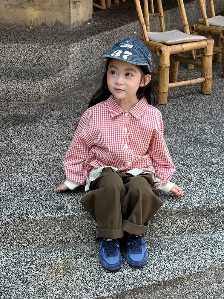 ワイドロングパンツとプリーツスカートセット、アーミーグリーンの子ども用