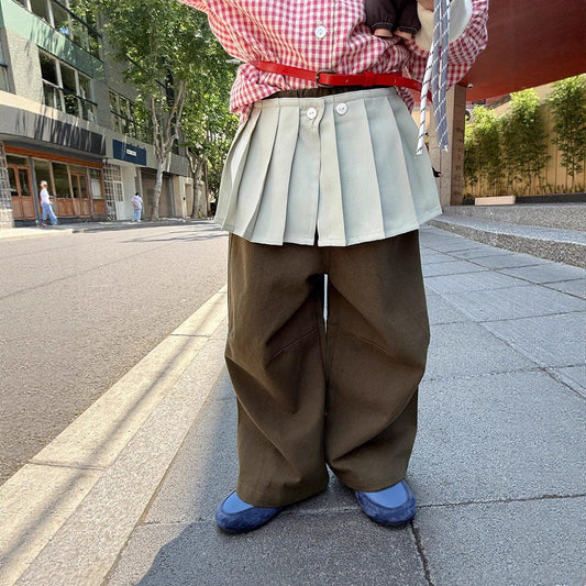 ロングパンツ・スウェットパンツ ワイドシルエットロングパンツ+プリーツスカートセットアップ【mh0011025】