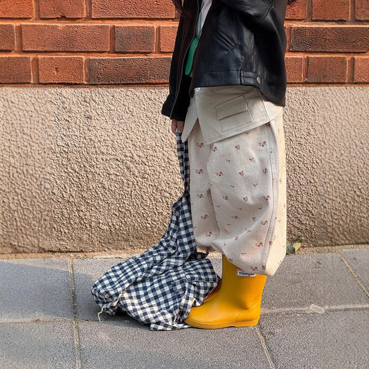 ロングパンツ・スウェットパンツ 小花柄ワイドパンツ サイドポケット付き ルーズフィットロングパンツ【mh0011054】