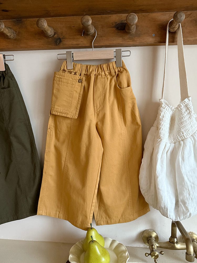 ロングパンツ・スウェットパンツ Mustard Yellow / 90cm リムーバブルポケットワイドルーズロングパンツ【mh0010561】