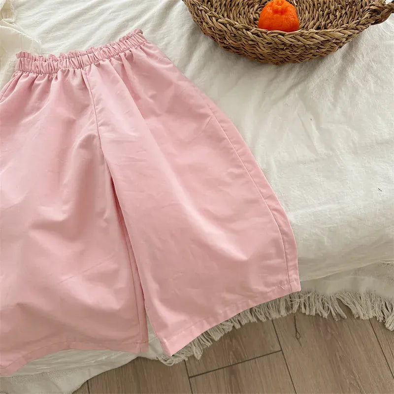 ロングパンツ・スウェットパンツ pink / 18M (80cm) キッズパンツ ワイドルーズパンツ イージーガウチョパンツ 水玉ドット無地 2カラー