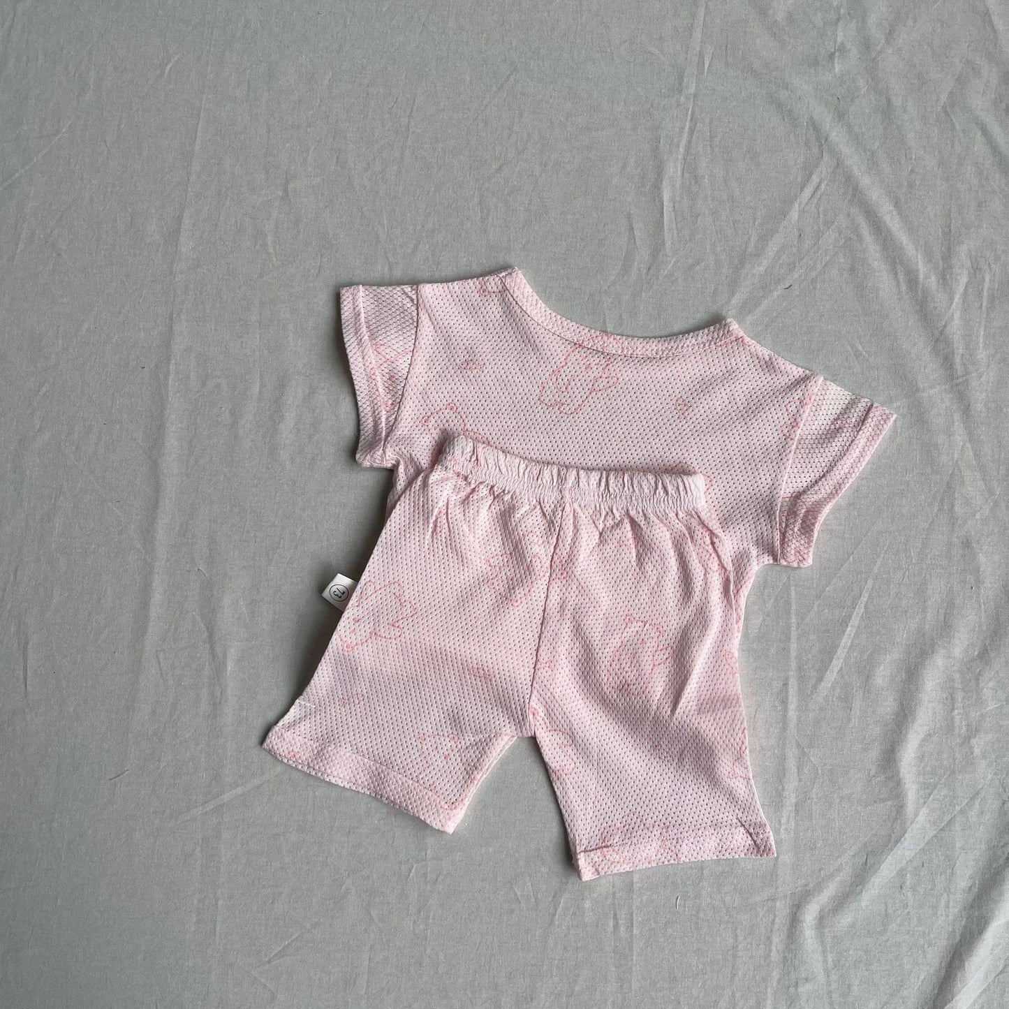 半袖パジャマ Pink / 73cm 半袖パジャマセット ベアくまプリント半袖Tシャツ+ハーフパンツ【mh0009274】