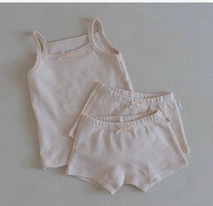 幼児用下着 pink camisole set / 9M 73cm ベビー下着 3点セット キャミソールトップス+ボクサーパンツ ショーツ2枚 肌着 インナー ボーイズ/ガールズ 2カラー