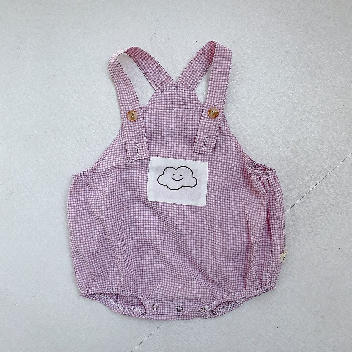 ノースリーブロンパース Pink Purple / 24M 90cm ベビー チェック サスペンダー ロンパース【mh0000041】