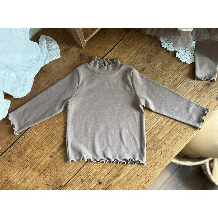 長袖セットアップ pink t shirts / 9M 73CM ベビーベスト/トップス/レギンス フラワープリントショルダーフリルキルティングベスト/フリルハイネック長袖Tシャツ/チュールスカートドッキングレギンスパンツ【mh0007732】