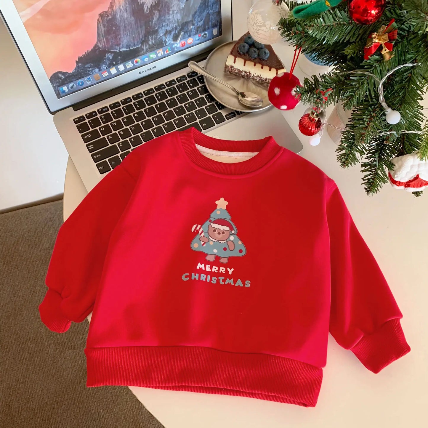 トレーナー・フーディ Red / 24M 90CM キッズトップス クリスマスプリント裏フリース長袖スウェットトレーナー【mh0008212】