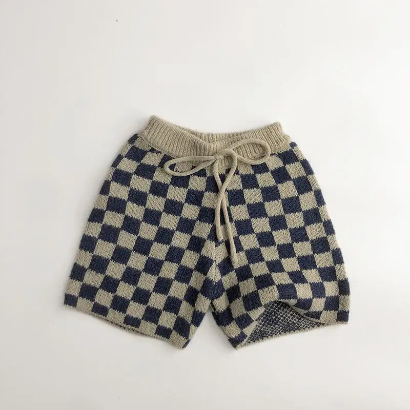 カーディガン・パーカー shorts / 12M 80cm キッズカーディガン ショートパンツ ニット チェック柄 セーター