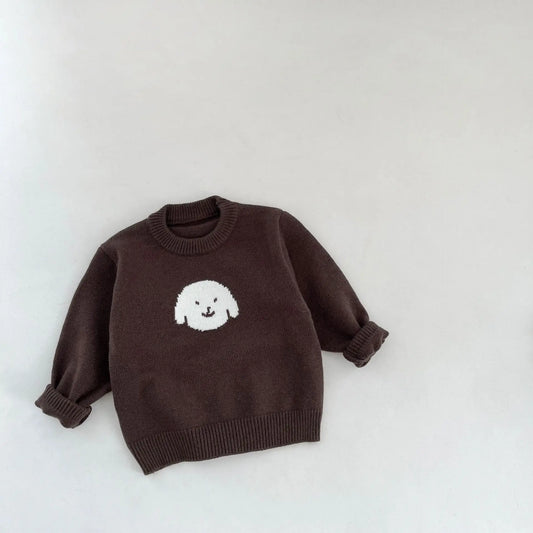 長袖セットアップ sweater / 9M 73CM ベビートップス/ジャンプスーツ 犬ドッグニット長袖セーター/デニムノースリーブジャンプスーツ【mh0008697】