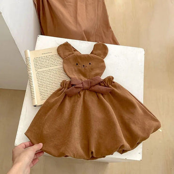 ノースリーブワンピース ☺︎ ベビーノースリーブワンピース 長袖Tシャツ 単品 くまベアワンピース ガールズ 女の子 子供服