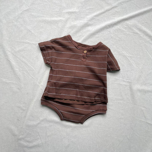 半袖セットアップ ボーダー半袖Tシャツ+ブルマパンツセットアップ 2点セット【mh0009431】