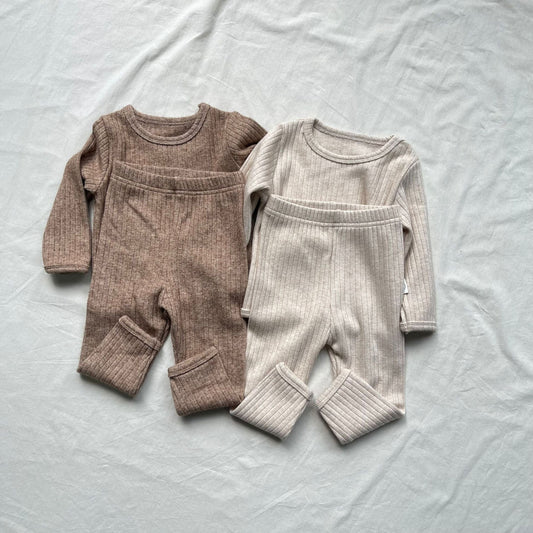 長袖セットアップ シンプル長袖Tシャツ+パンツセットアップ 2点セット【mh0009443】