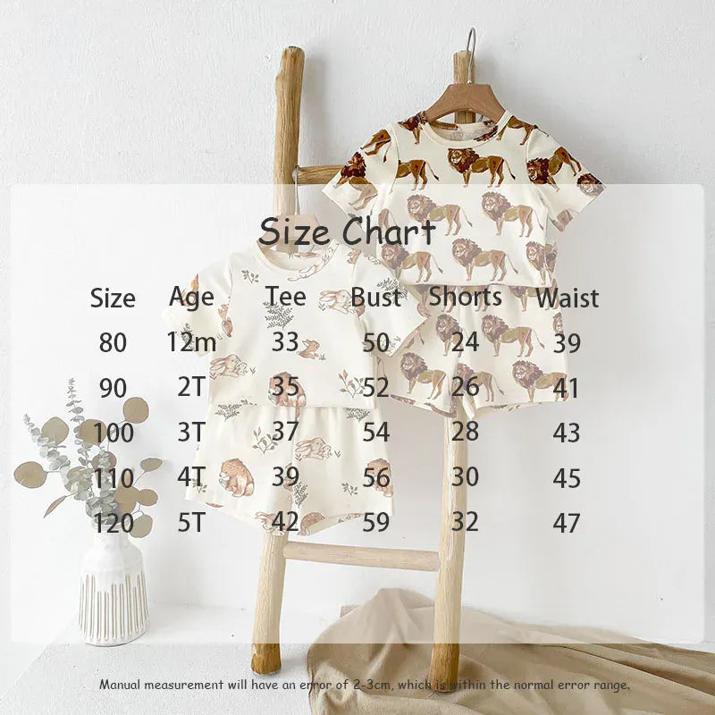 半袖パジャマ キッズパジャマセット 半袖Tシャツ+ショートパンツ アニマルプリント 5柄【mh0004931】