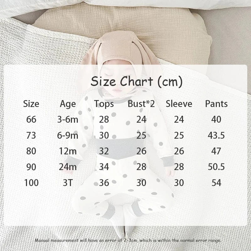 長袖パジャマ ベビーパジャマセット ドット水玉プリント長袖Tシャツ+ハイウエストパンツ【mh0007757】