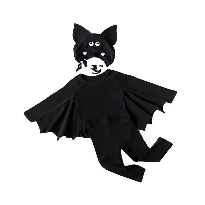長袖セットアップ top pants and hat / 66cm ベビーコスチューム ハロウィンバットスリーブコウモリロンパース/トップス+パンツ 帽子セット Halloween 👻【mh0007358】