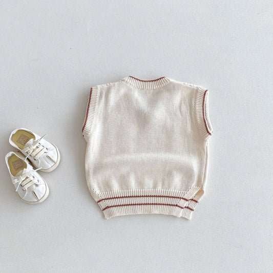 ベスト キッズベスト ニットVネックベスト スクールスタイル アプリコット