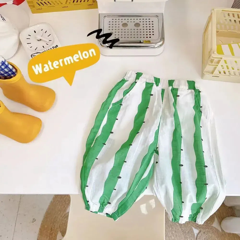 ロングパンツ・スウェットパンツ Watermelon map / 90cm キッズパンツ サマールーズロングパンツ 幾何学/レターロゴ/コアラ/ダイヤチェック/ストライププリント【mh0006098】