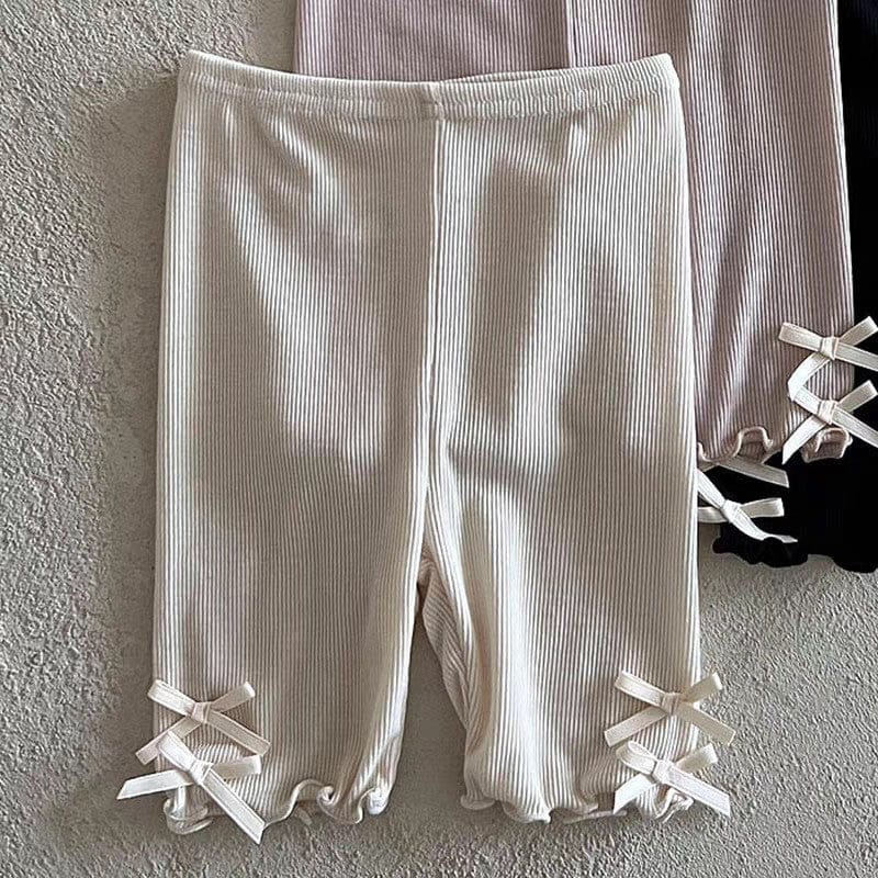 レギンスパンツ White / 73cm サイドリボンショートレギンスパンツ【mh0010371】