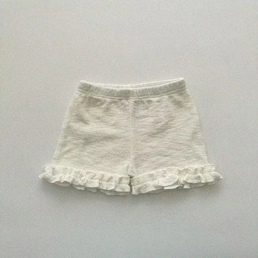 ハーフパンツ・ショートパンツ White / 9M 73cm ベビーパンツ ショートレギンス フリル フラワー花柄プリント/無地 3カラー【mh0005897】