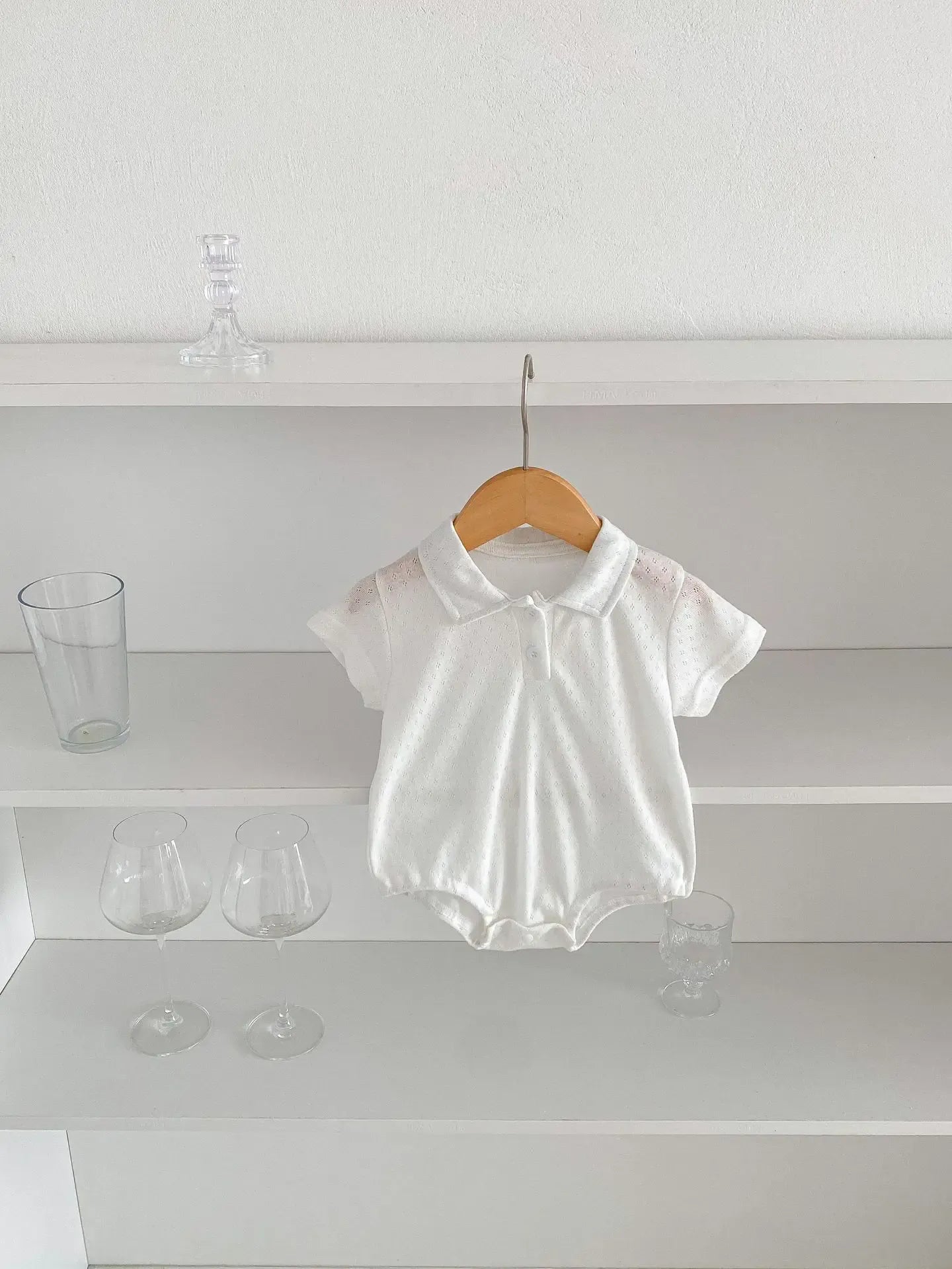 半袖セットアップ white bodysuit / 6M 66CM ベビーロンパース/セットアップ 2点セット 半袖ポロシャツボディスーツ/半袖ポロシャツ+ショートパンツ 2カラー【mh0005459】