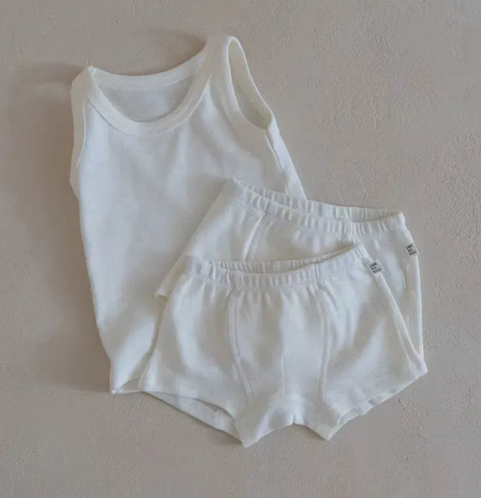 ベビータンクトップとボクサーショーツ2枚セット(白)